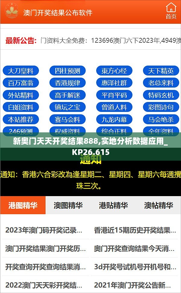 新奥门天天开奖结果888,实地分析数据应用_KP26.615