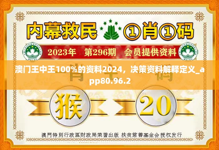 澳门王中王100%的资料2024，决策资料解释定义_app80.96.2