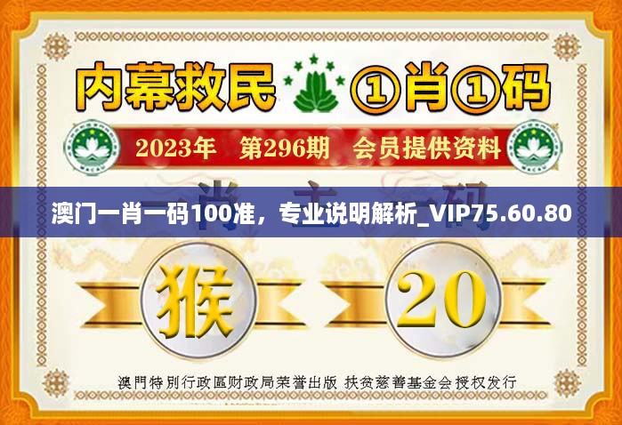 澳门一肖一码100准，专业说明解析_VIP75.60.80