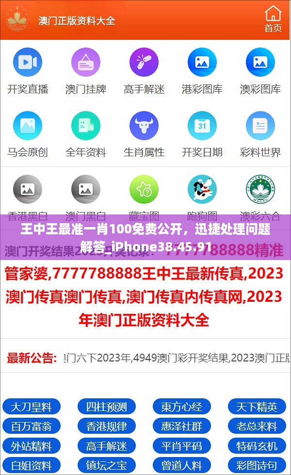 王中王最准一肖100免费公开，迅捷处理问题解答_iPhone38.45.91