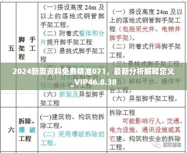 2024新奥资料免费精准071，最新分析解释定义_VIP46.8.38