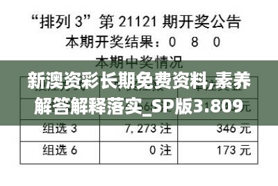 新澳资彩长期免费资料,素养解答解释落实_SP版3.809