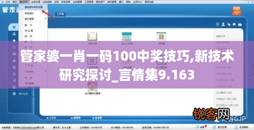 管家婆一肖一码100中奖技巧,新技术研究探讨_言情集9.163