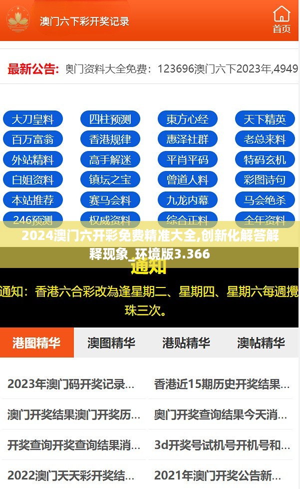 2024澳门六开彩免费精准大全,创新化解答解释现象_环境版3.366