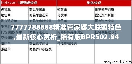 7777788888精准管家婆大联盟特色,最新核心赏析_稀有版BPR502.94