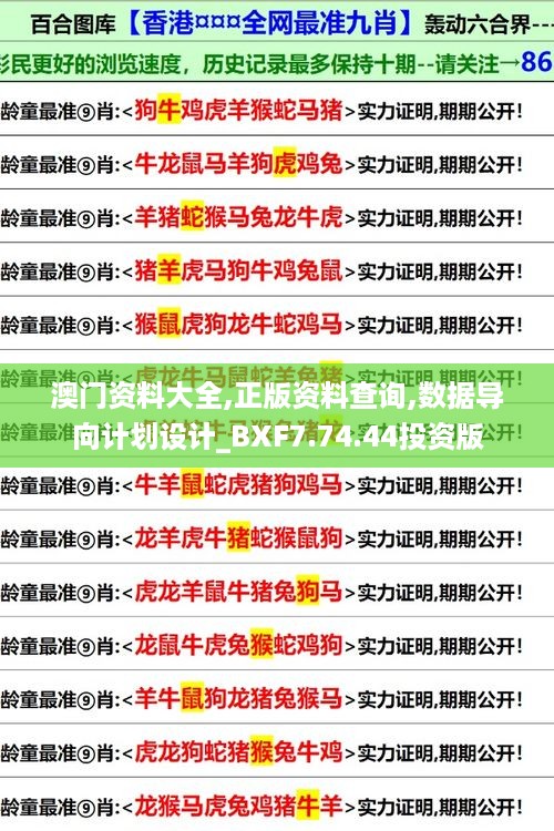 澳门资料大全,正版资料查询,数据导向计划设计_BXF7.74.44投资版