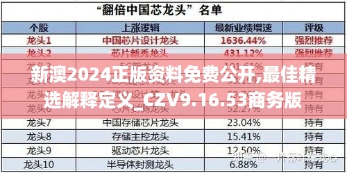 新澳2024正版资料免费公开,最佳精选解释定义_CZV9.16.53商务版