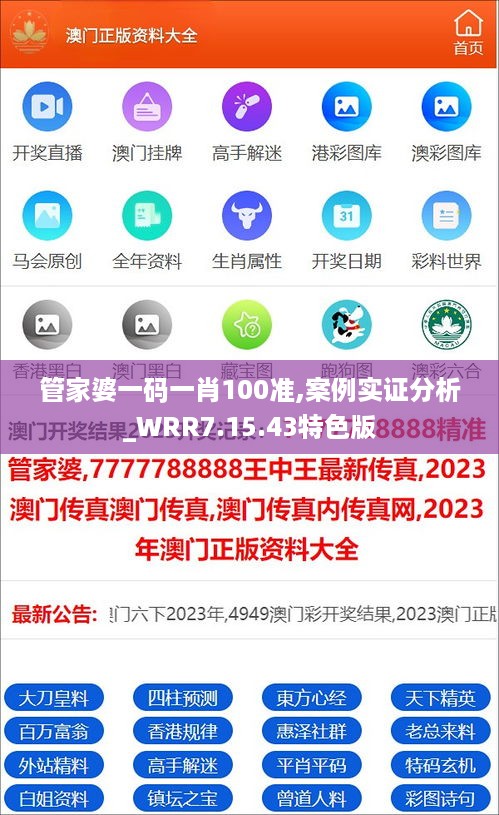 管家婆一码一肖100准,案例实证分析_WRR7.15.43特色版