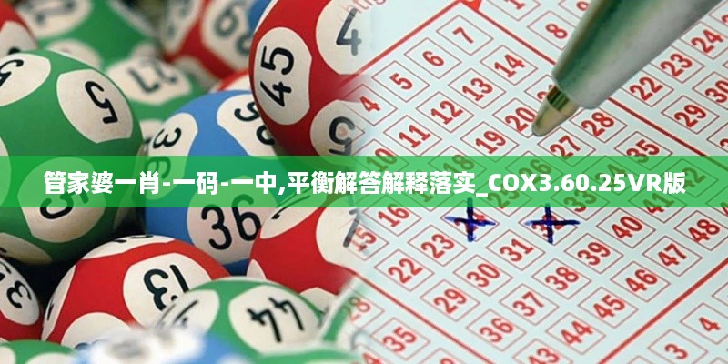 管家婆一肖-一码-一中,平衡解答解释落实_COX3.60.25VR版