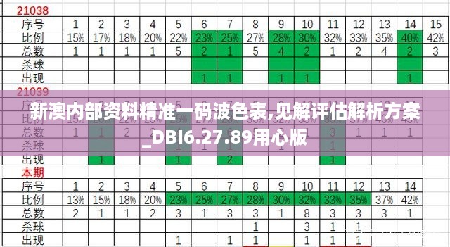 新澳内部资料精准一码波色表,见解评估解析方案_DBI6.27.89用心版