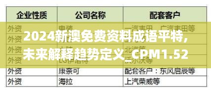 2024新澳免费资料成语平特,未来解释趋势定义_CPM1.52.81声学版