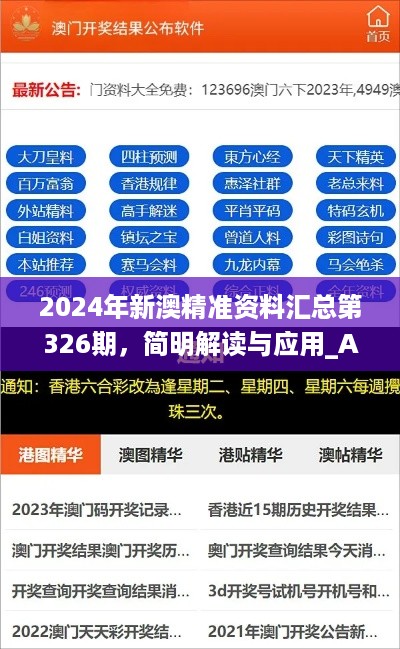 2024年新澳精准资料汇总第326期，简明解读与应用_ALE2.68.47初学版