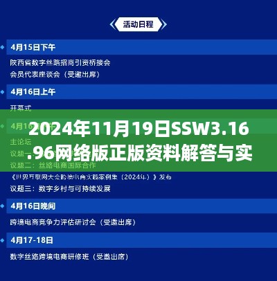 2024年11月19日SSW3.16.96网络版正版资料解答与实施指南