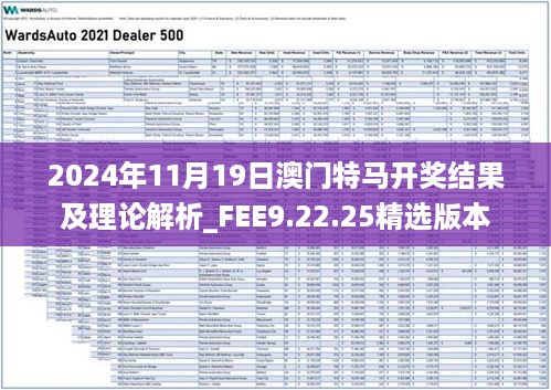 2024年11月19日澳门特马开奖结果及理论解析_FEE9.22.25精选版本