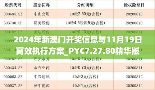 2024年新澳门开奖信息与11月19日高效执行方案_PYC7.27.80精华版