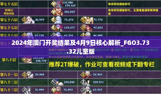 2024年澳门开奖结果及4月9日核心解析_FGO3.73.32儿童版