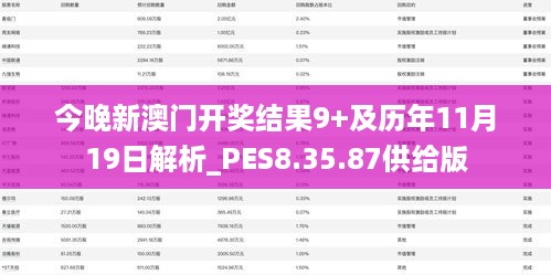 今晚新澳门开奖结果9+及历年11月19日解析_PES8.35.87供给版