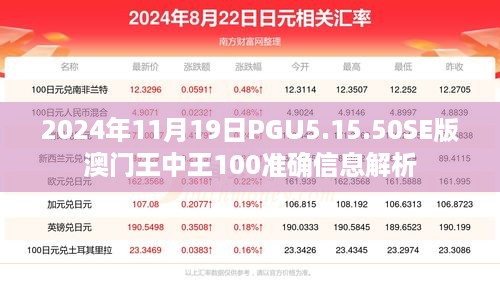 2024年11月19日PGU5.15.50SE版澳门王中王100准确信息解析