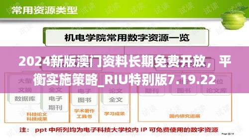 2024新版澳门资料长期免费开放，平衡实施策略_RIU特别版7.19.22