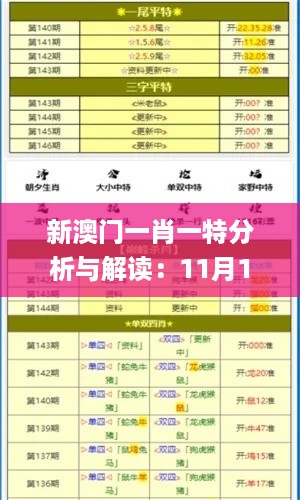 新澳门一肖一特分析与解读：11月19日实证版_TQW6.57.28乐享版