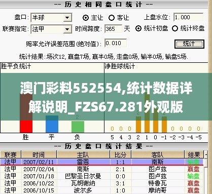 澳门彩料552554,统计数据详解说明_FZS67.281外观版