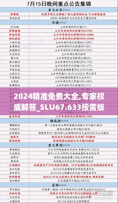 2024精准免费大全,专家权威解答_SLU67.633按需版