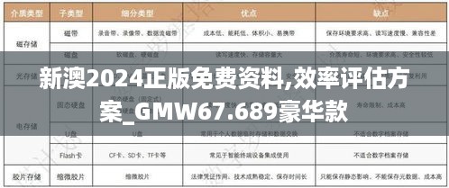 新澳2024正版免费资料,效率评估方案_GMW67.689豪华款