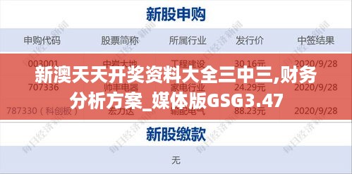 新澳天天开奖资料大全三中三,财务分析方案_媒体版GSG3.47