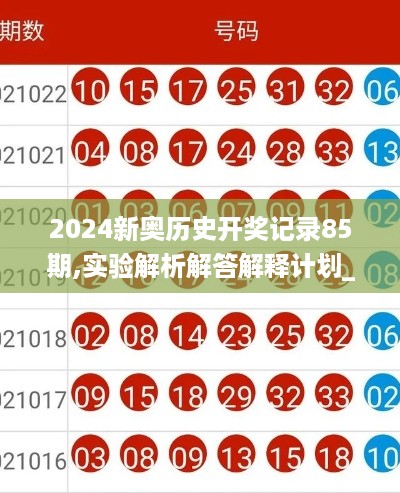 2024新奥历史开奖记录85期,实验解析解答解释计划_限定版IGH5.55