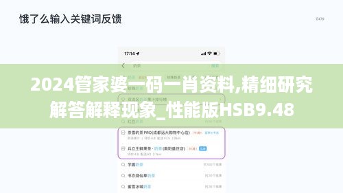 2024管家婆一码一肖资料,精细研究解答解释现象_性能版HSB9.48