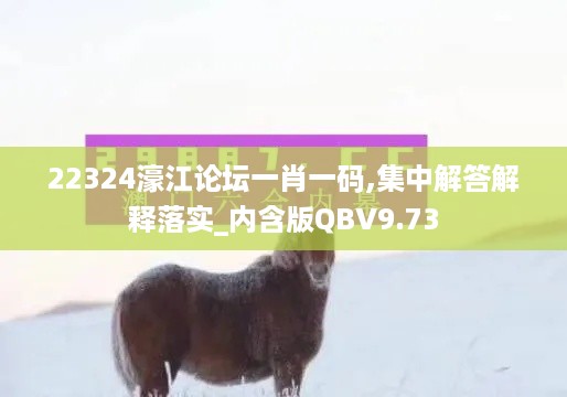 22324濠江论坛一肖一码,集中解答解释落实_内含版QBV9.73