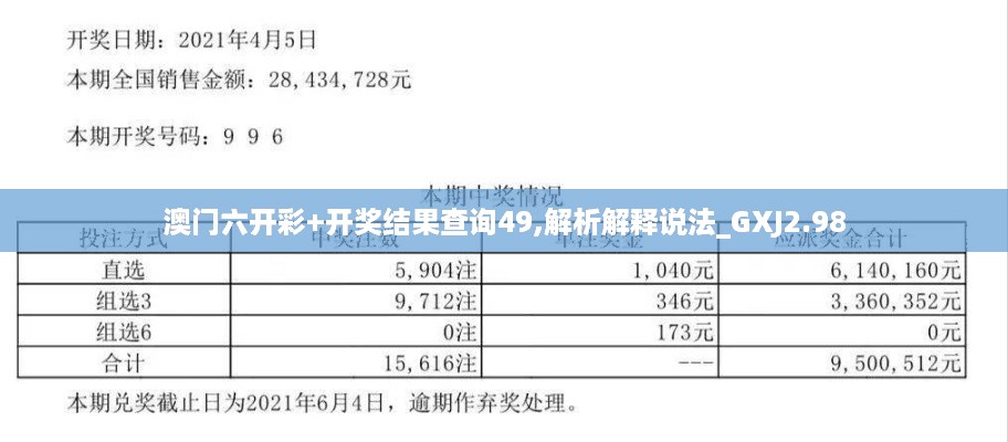 澳门六开彩+开奖结果查询49,解析解释说法_GXJ2.98