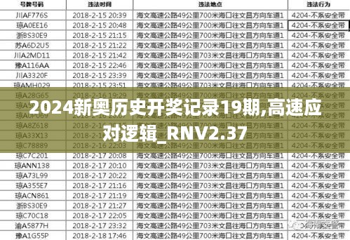 2024新奥历史开奖记录19期,高速应对逻辑_RNV2.37