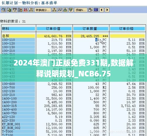 2024年澳门正版免费331期,数据解释说明规划_NCB6.75