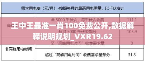 王中王最准一肖100免费公开,数据解释说明规划_VXR19.62