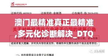 澳门最精准真正最精准,多元化诊断解决_DTQ2.58