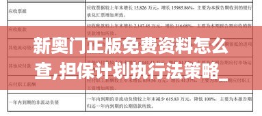 新奥门正版免费资料怎么查,担保计划执行法策略_PRJ19.47