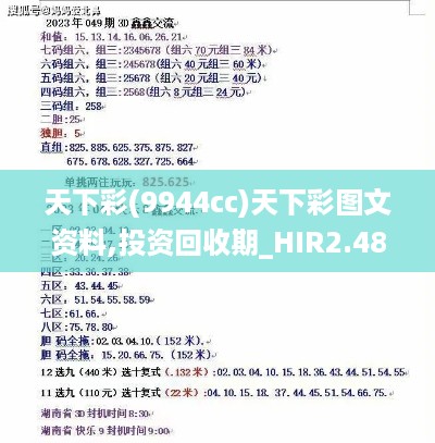 天下彩(9944cc)天下彩图文资料,投资回收期_HIR2.48