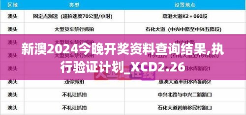 新澳2024今晚开奖资料查询结果,执行验证计划_XCD2.26