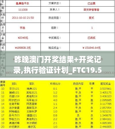 昨晚澳门开奖结果+开奖记录,执行验证计划_FTC19.53