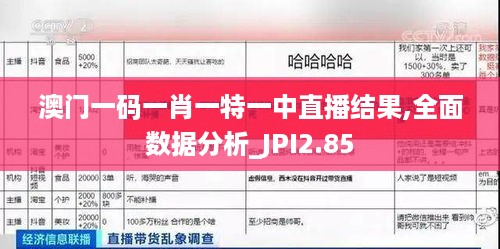 澳门一码一肖一特一中直播结果,全面数据分析_JPI2.85