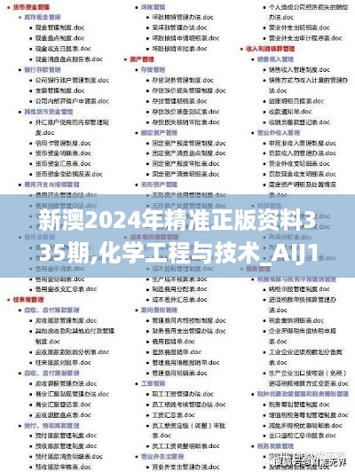 新澳2024年精准正版资料335期,化学工程与技术_AIJ1.41