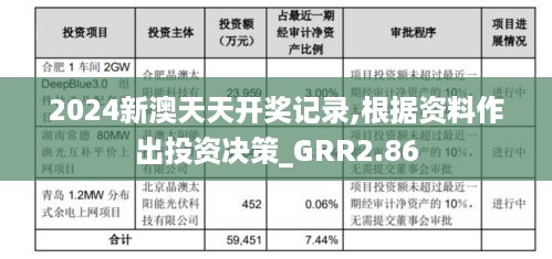 2024新澳天天开奖记录,根据资料作出投资决策_GRR2.86