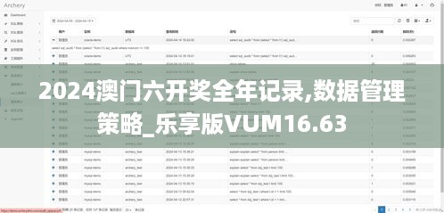 2024澳门六开奖全年记录,数据管理策略_乐享版VUM16.63