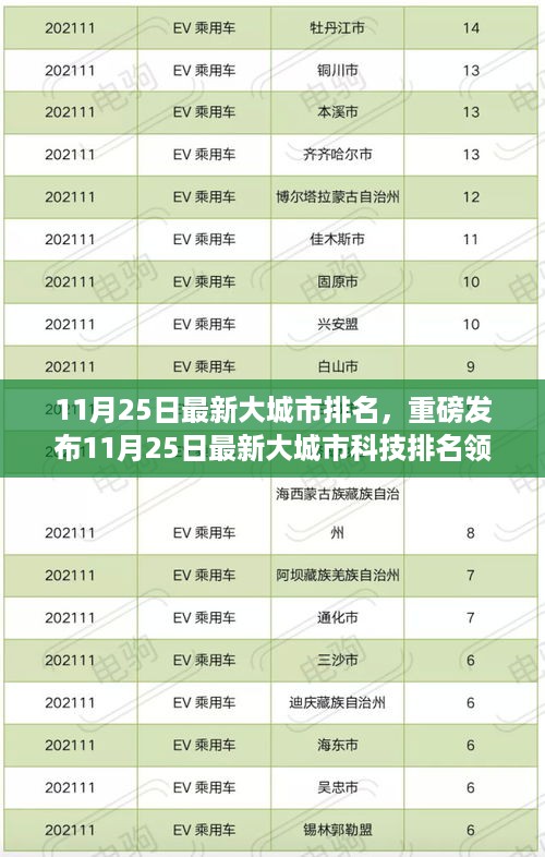 11月25日最新大城市科技排名发布，引领未来生活的新篇章