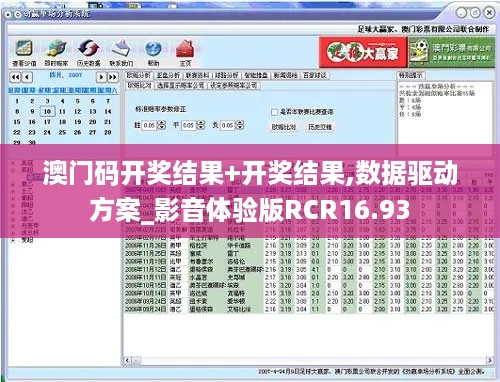 澳门码开奖结果+开奖结果,数据驱动方案_影音体验版RCR16.93