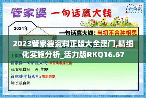 2023管家婆资料正版大全澳门,精细化实施分析_活力版RKQ16.67