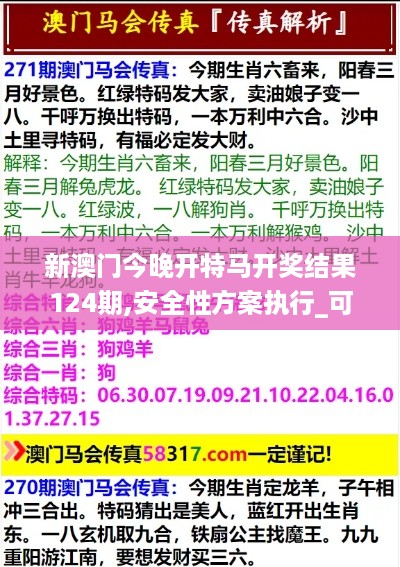 新澳门今晚开特马开奖结果124期,安全性方案执行_可靠版LWM16.44