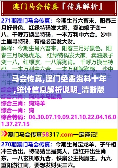 马会传真,澳门免费资料十年,统计信息解析说明_清晰版ZWG13.92