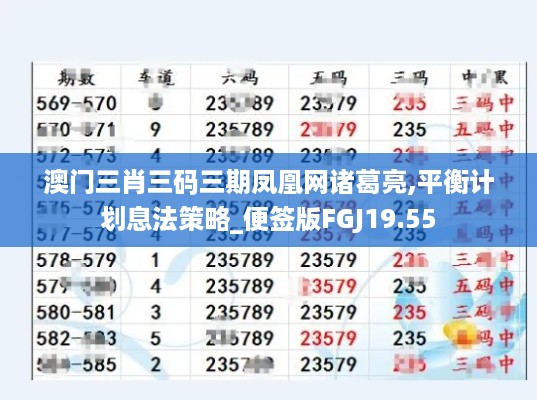 澳门三肖三码三期凤凰网诸葛亮,平衡计划息法策略_便签版FGJ19.55